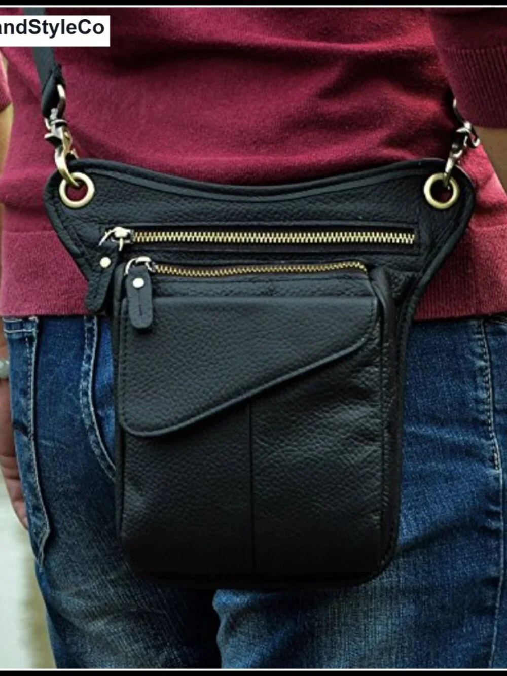 Genuine Leather Waist Hip Bum Pack Drop Leg Bag Hiking Messenger